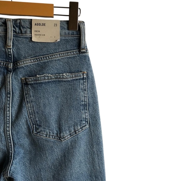 Agolde Freya High Rise Slim Blue Jeans Size 23 Quiver Med-Light Wash NWT NEW - Picture 12 of 16
